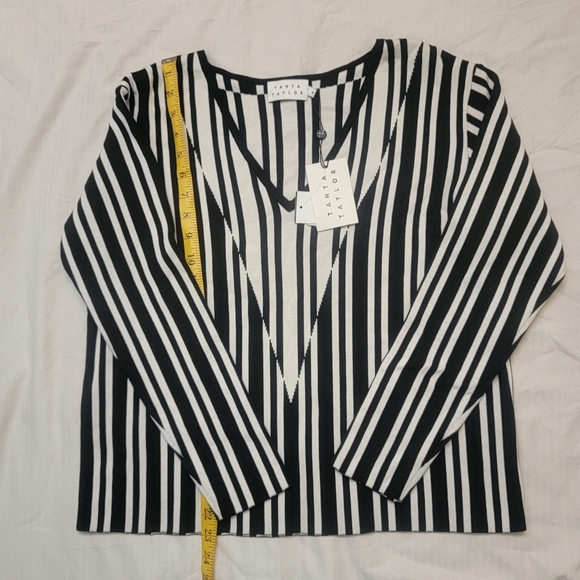 NWT TANYA TAYLOR S Black White Stripe Johnny Sweater Women - Picture 5 of 16